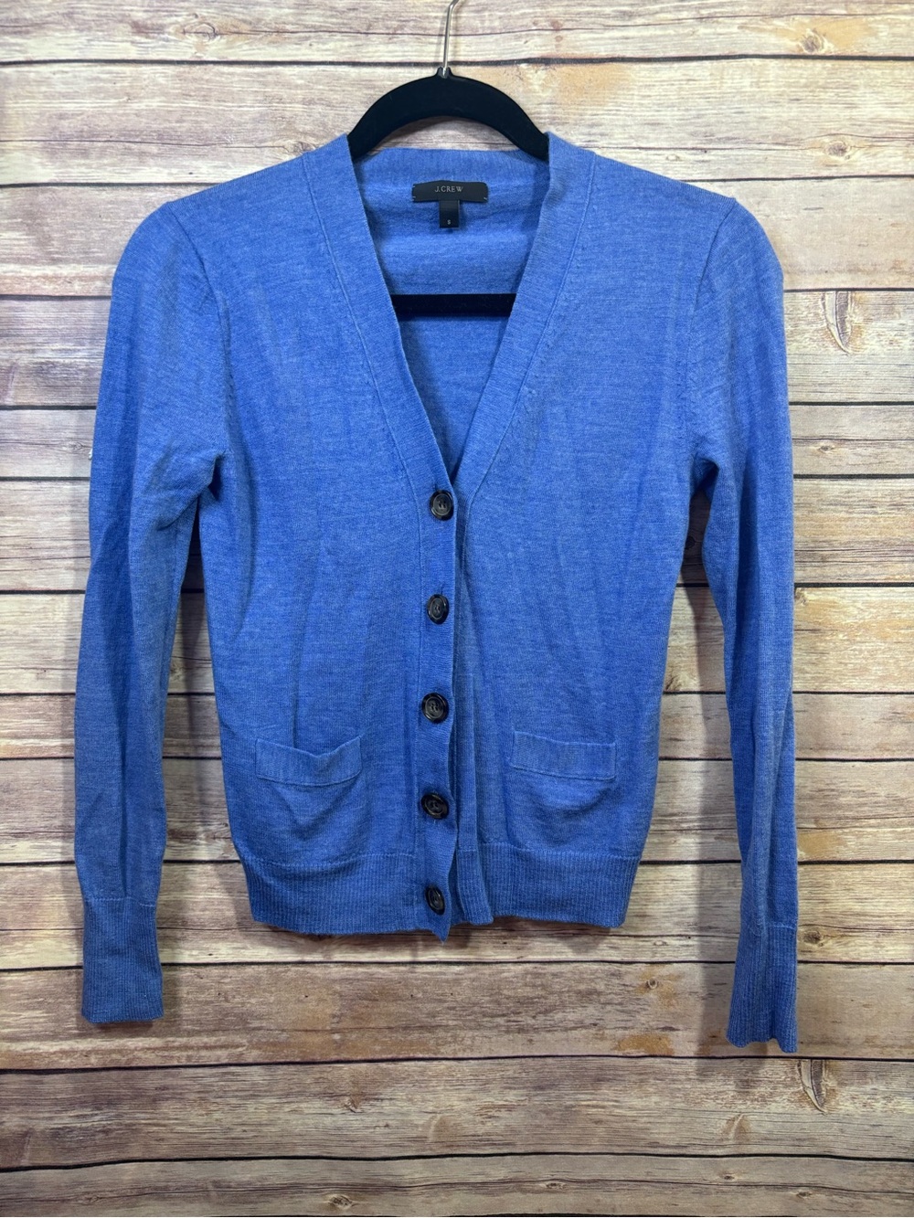J. Crew Blue Merino Wool Cardigan Sweater Size Small